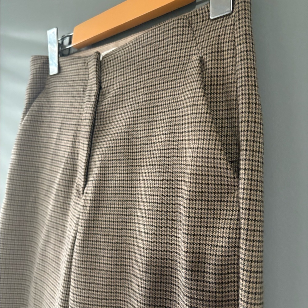 H&M size 2 Tan Wide Leg Plaid Effortless Coffee Business Women's Pants - Picture 3 of 8